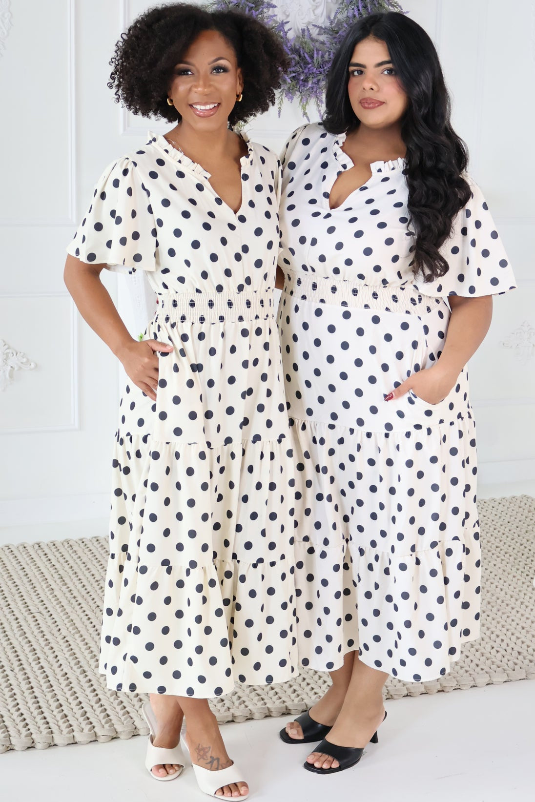 Polka Dot Midi Dress (S-3X)