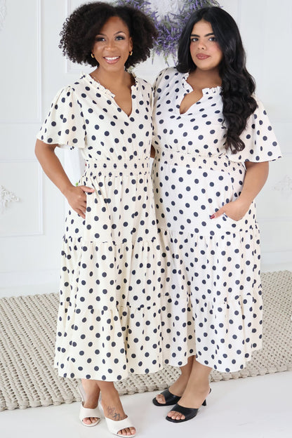Polka Dot Midi Dress (S-3X)