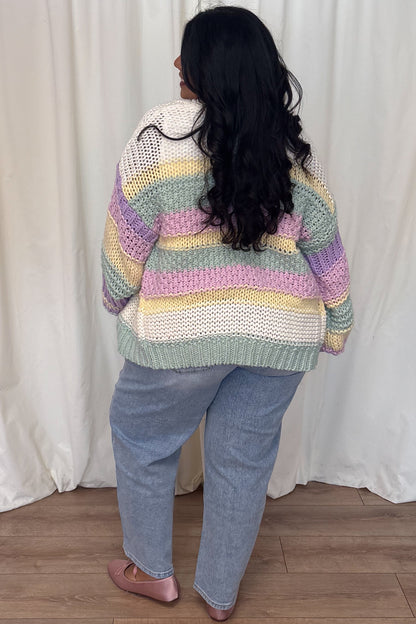 Chunky Stripe Cardigan (S-3X)