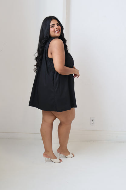 Lace Trim Poplin Mini Dress (S-3X)