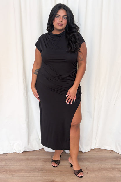 Ruched Midi Dress (S-3X)