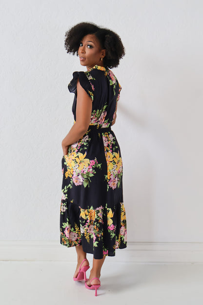 Fuchsia Floral Dress (S-3X)