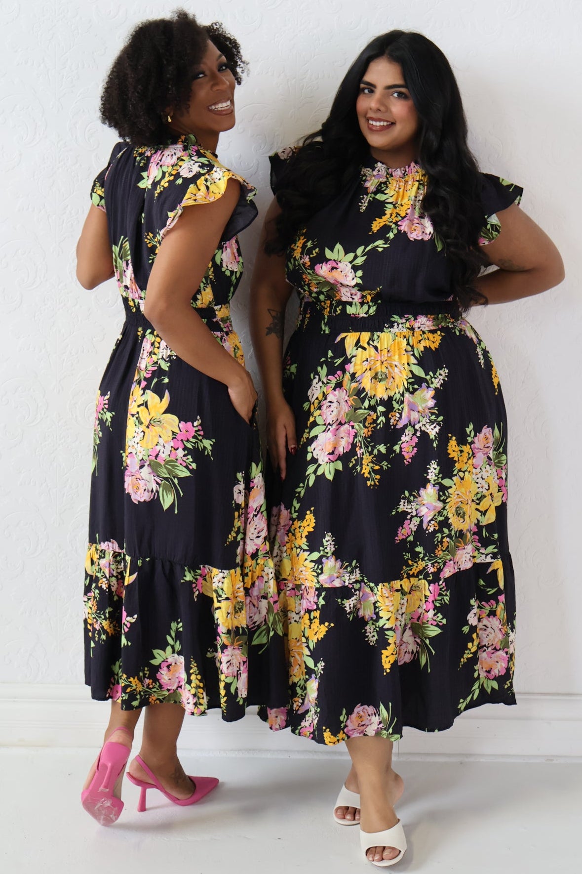 Fuchsia Floral Dress (S-3X)