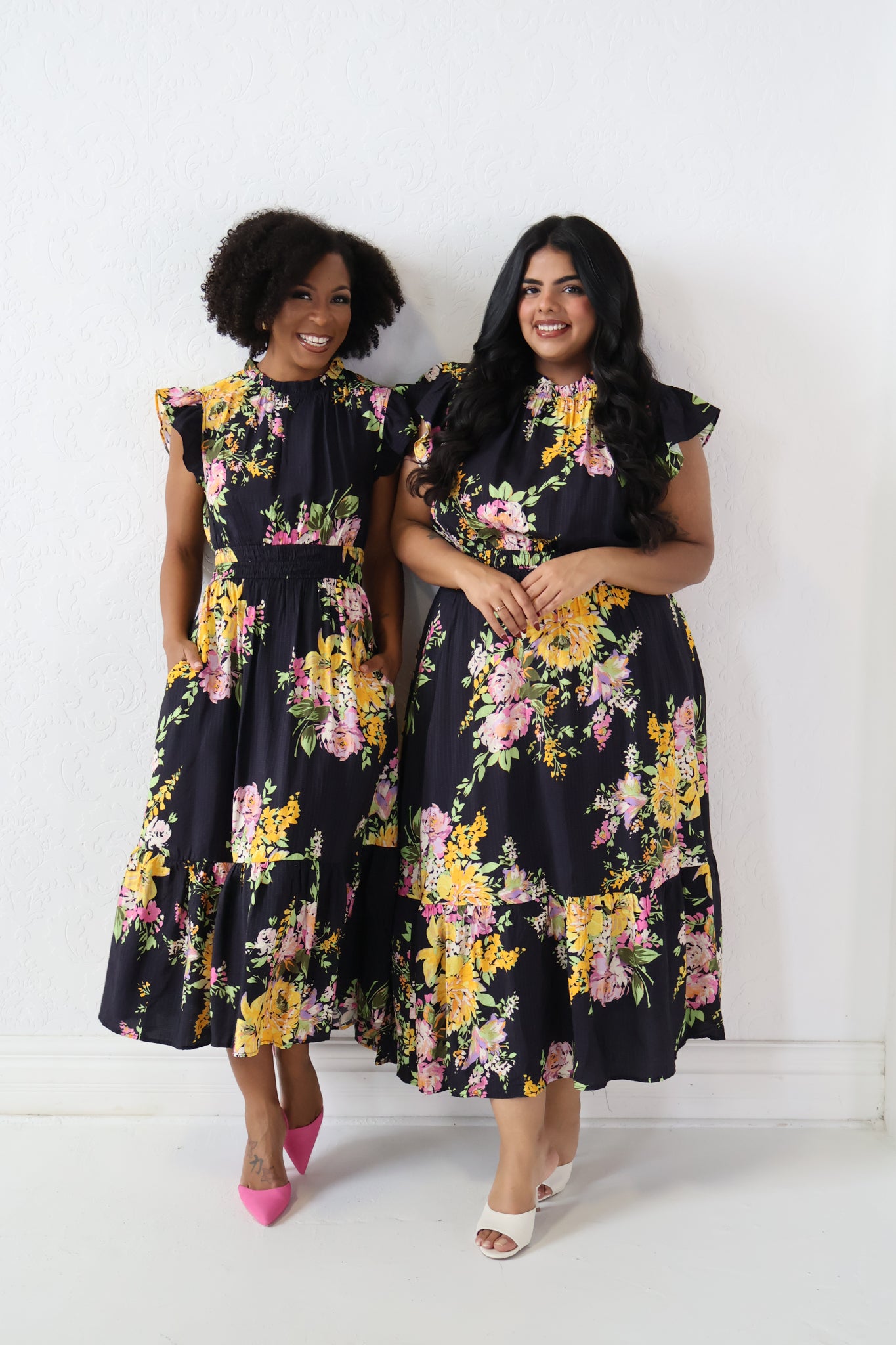 Fuchsia Floral Dress (S-3X)