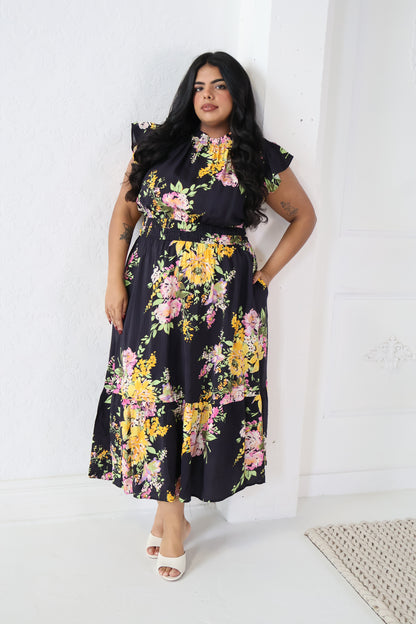 Fuchsia Floral Dress (S-3X)