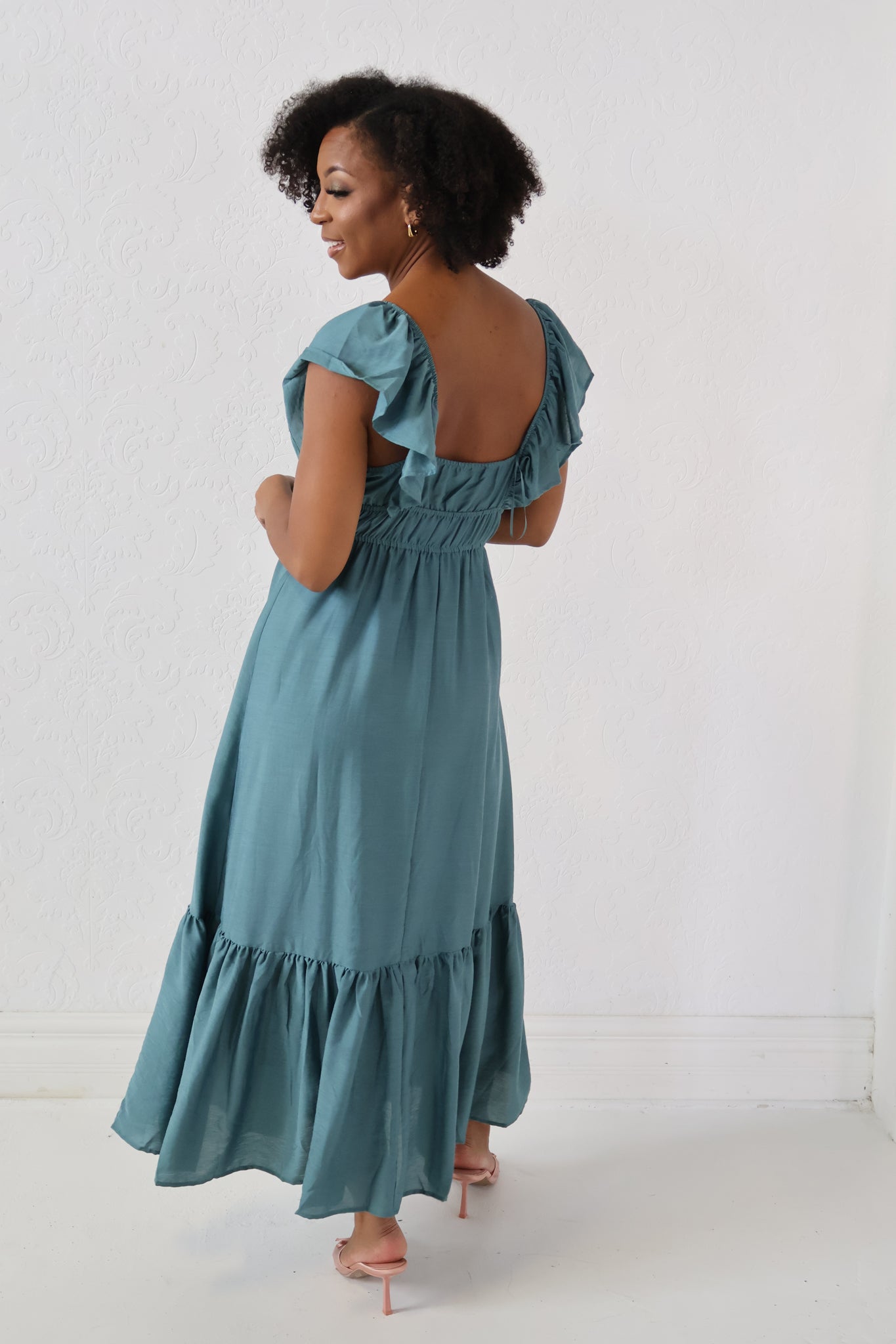 V-neck Tiered Midi Dress