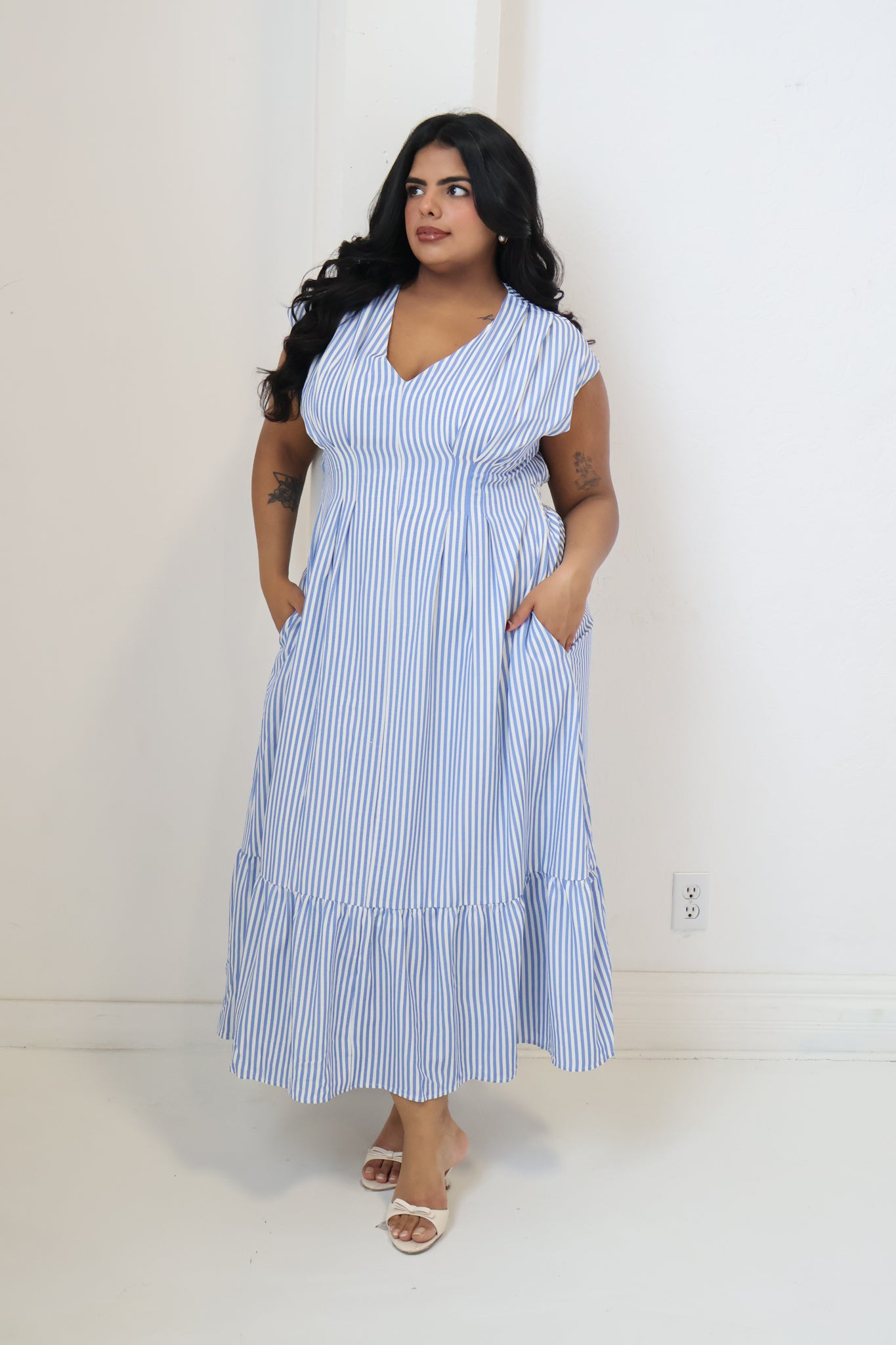 CURVE Striped pleated Dress