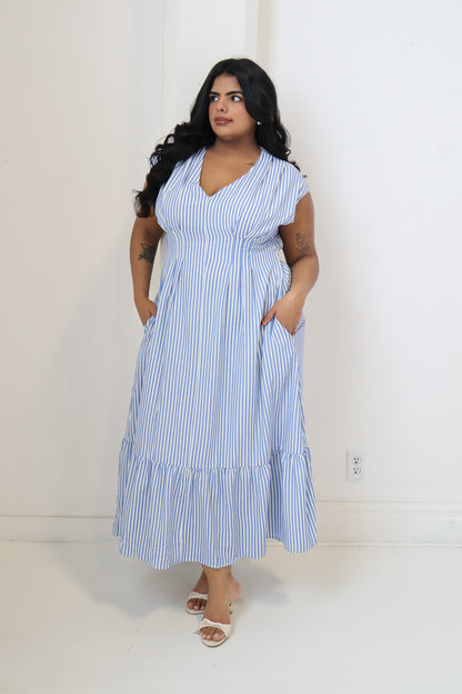 CURVE Striped pleated Dress