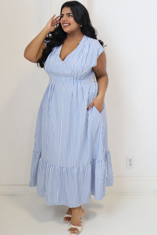 CURVE Striped pleated Dress