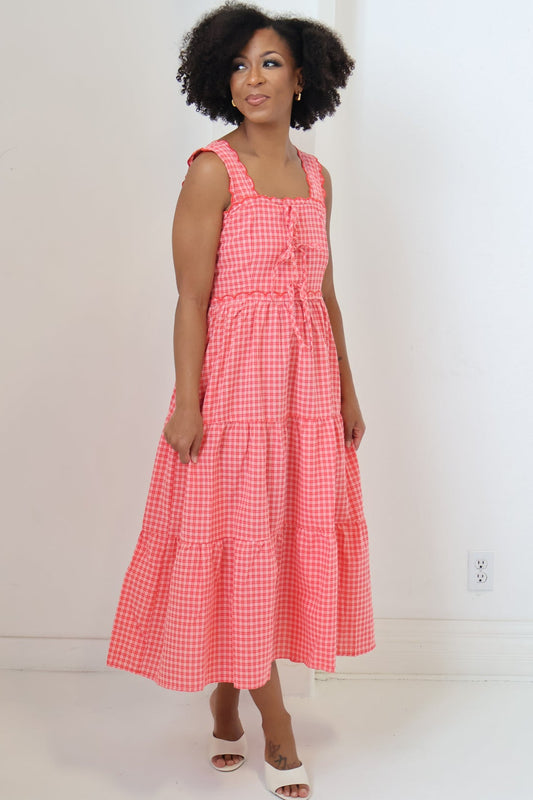 Gingham Midi Dress (S-3X)