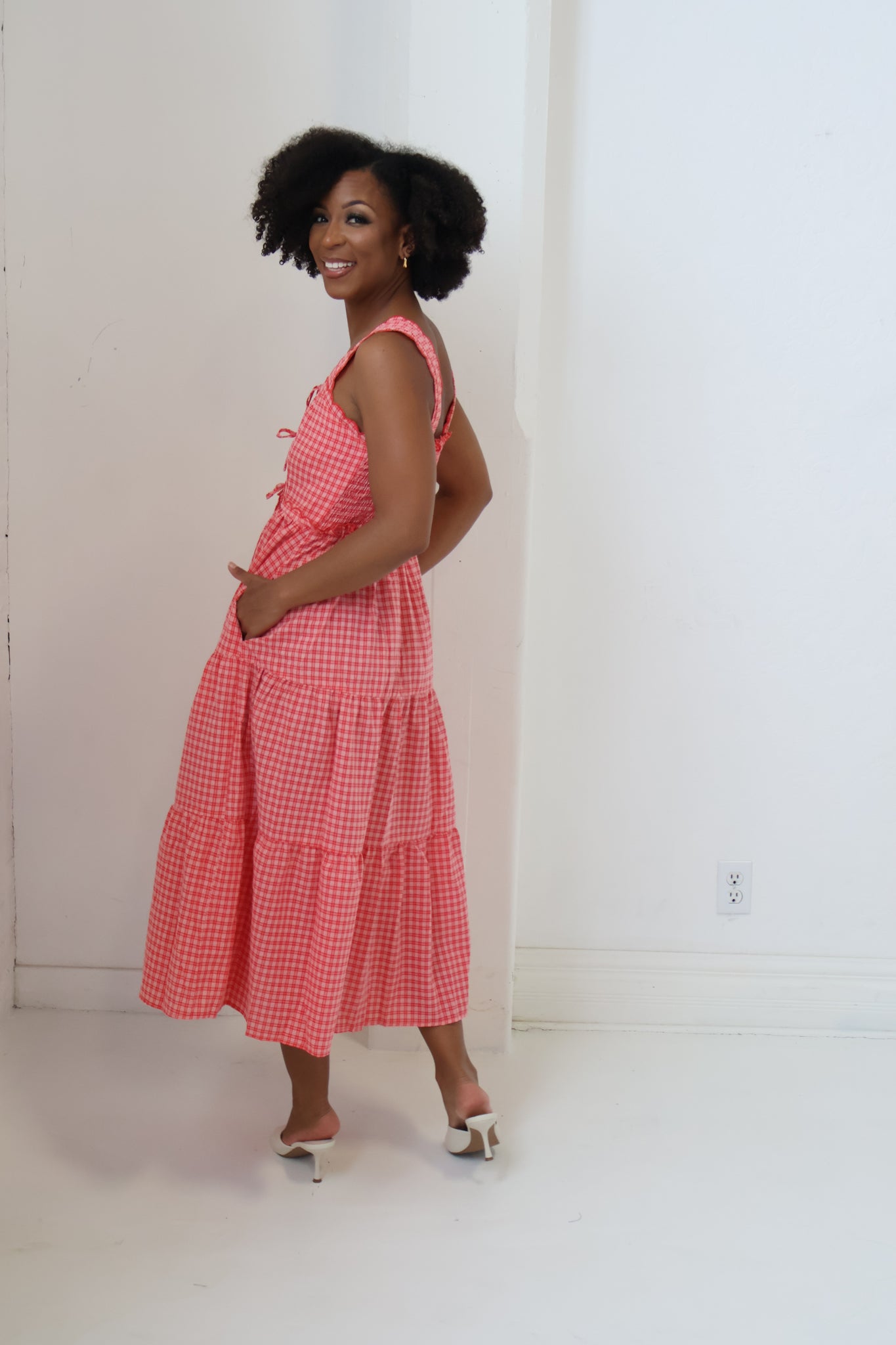 Gingham Midi Dress (S-3X)
