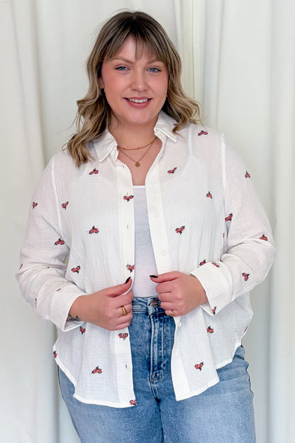 CURVE Embroidered Button Front