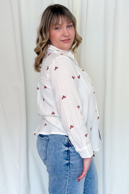 CURVE Embroidered Button Front