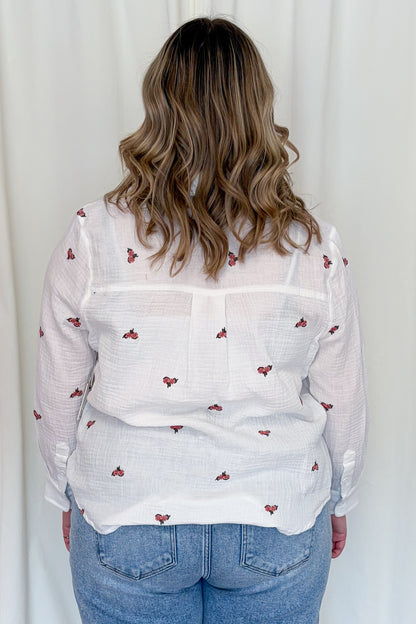 CURVE Embroidered Button Front