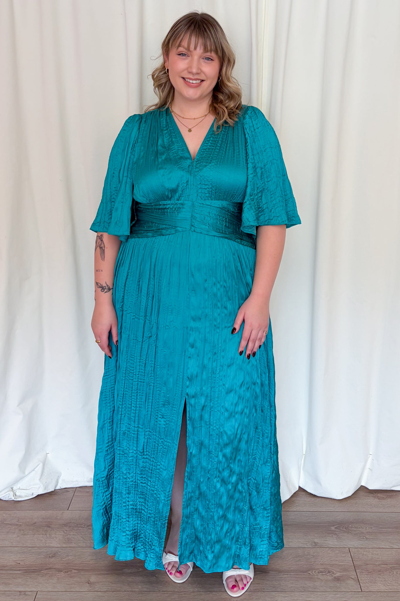 Satin Fit and Flare Midi Dress (XS-XXL)