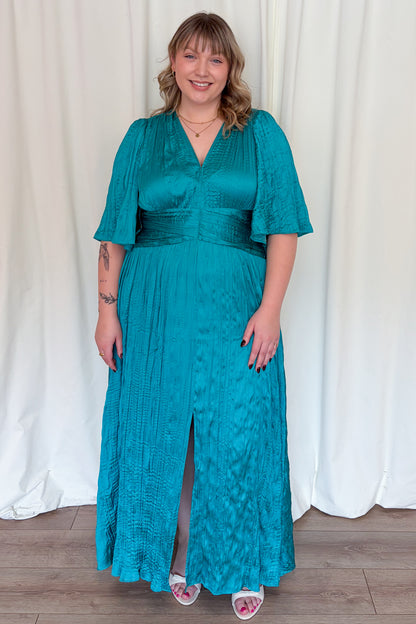 Satin Fit and Flare Midi Dress (XS-XXL)