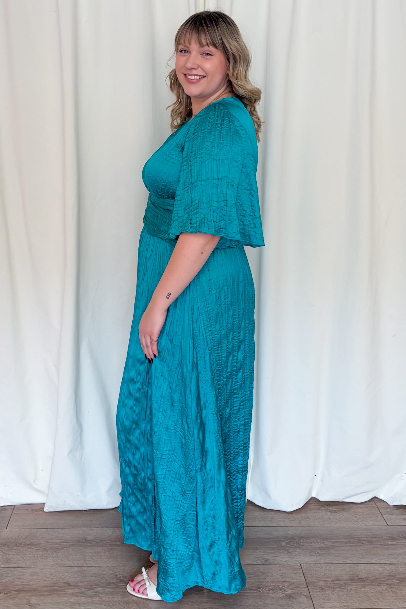 Satin Fit and Flare Midi Dress (XS-XXL)