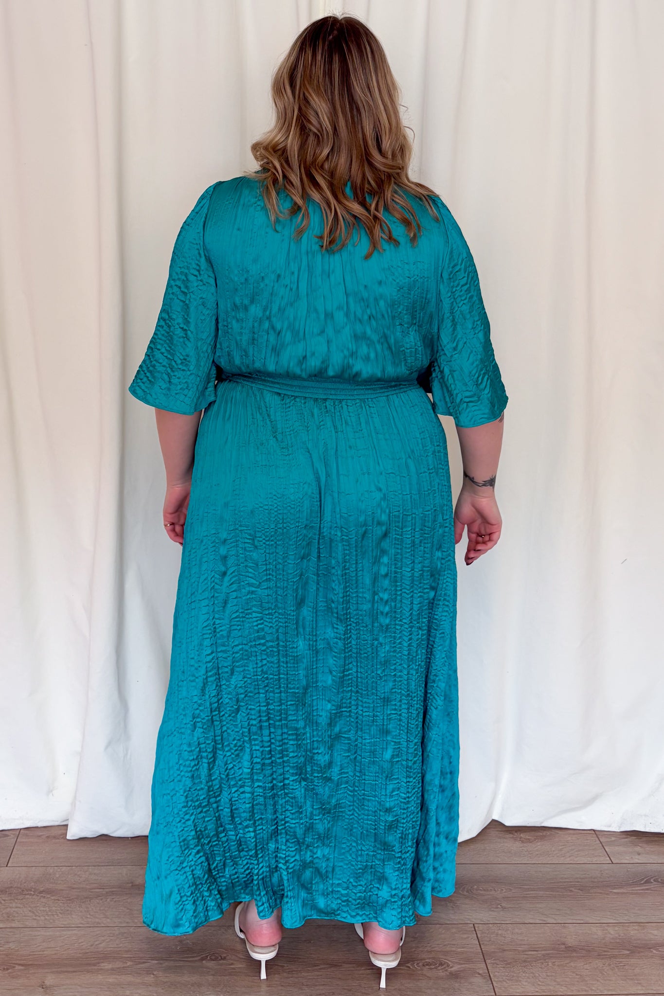 Satin Fit and Flare Midi Dress (XS-XXL)