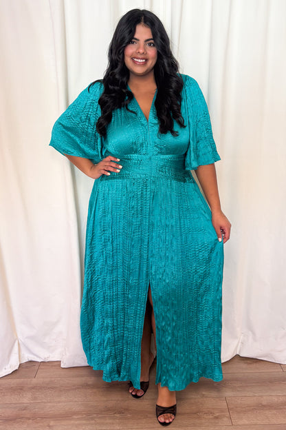 Satin Fit and Flare Midi Dress (XS-XXL)