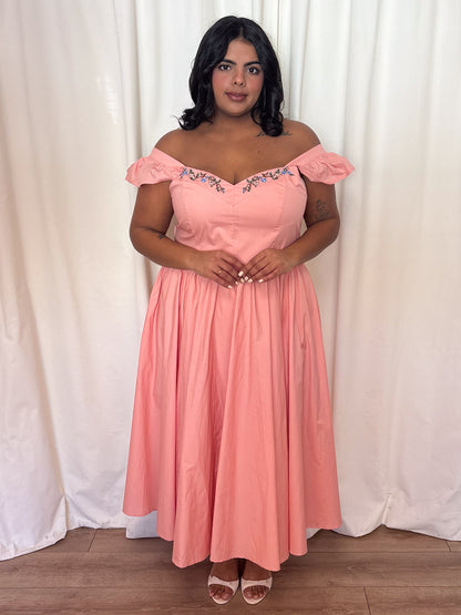 CURVE Peach Embroidered Midi