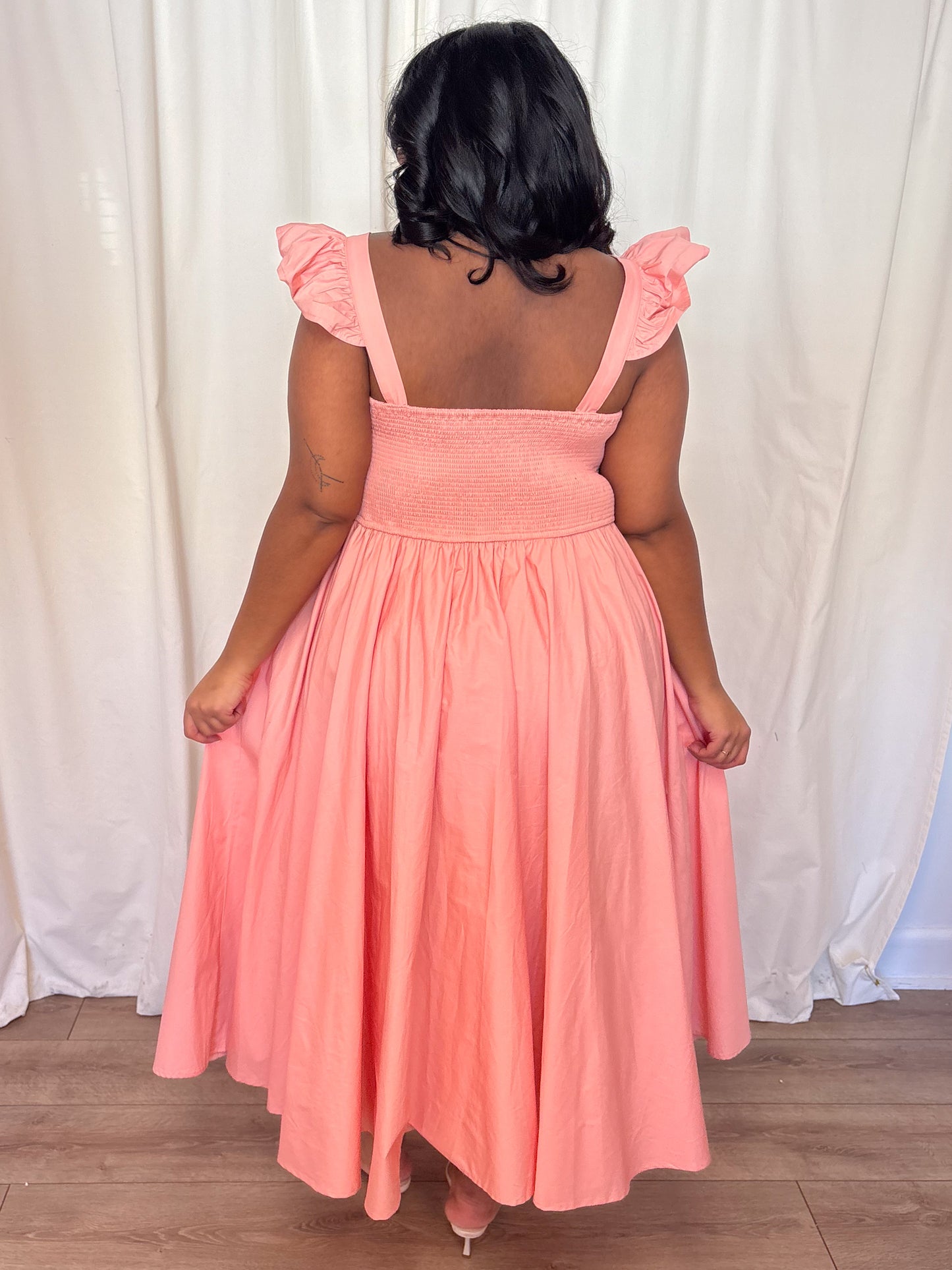 CURVE Peach Embroidered Midi