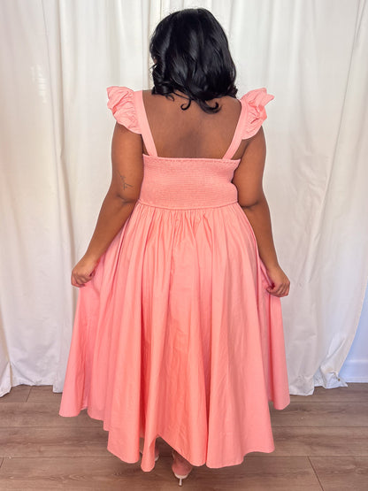 CURVE Peach Embroidered Midi
