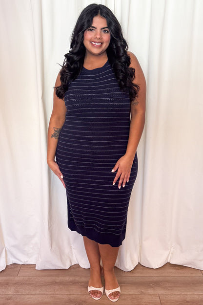 Striped Knit Midi Dress (S-XXL)