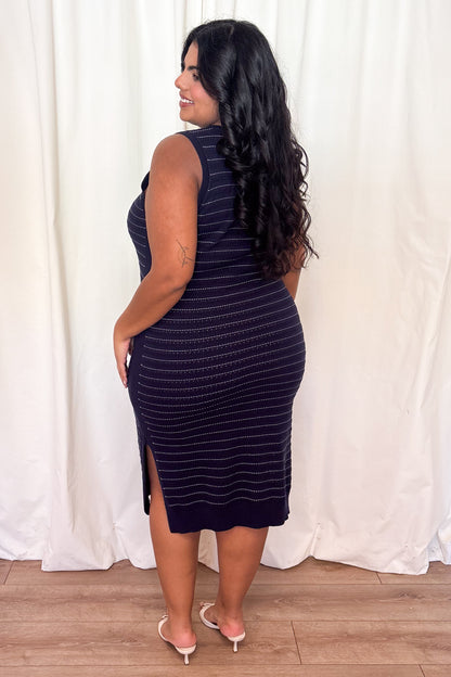 Striped Knit Midi Dress (S-XXL)