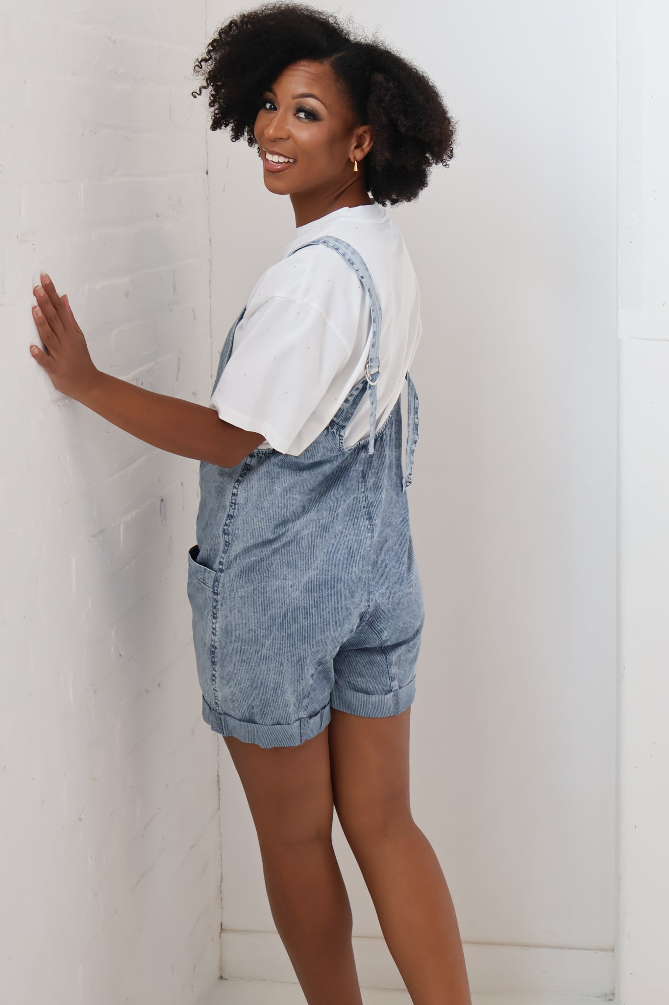 Denim romper (S-3X)