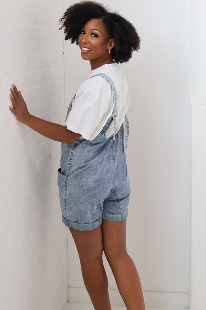 Denim romper (S-3X)