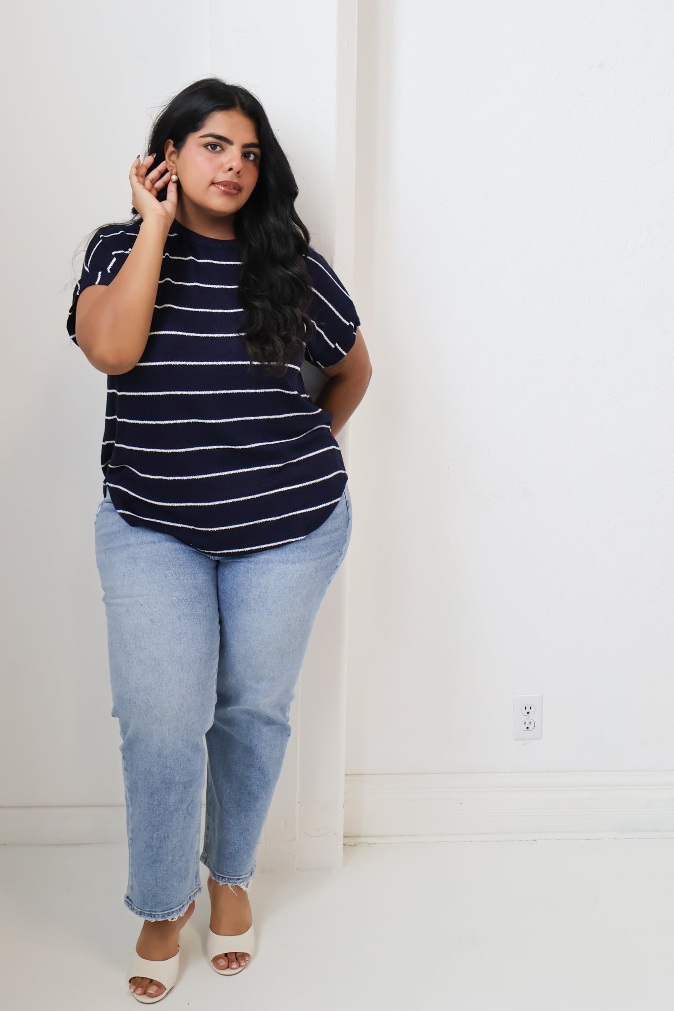 CURVE Striped SS Knit top