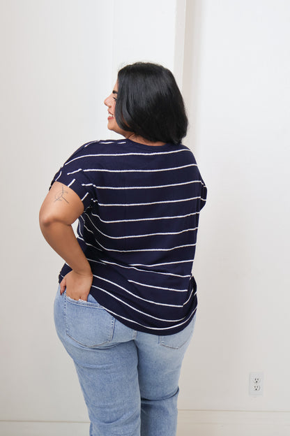 CURVE Striped SS Knit top