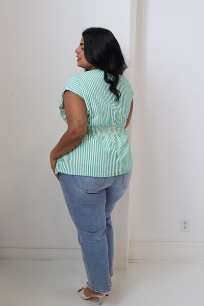 CURVE Striped Peplum Top