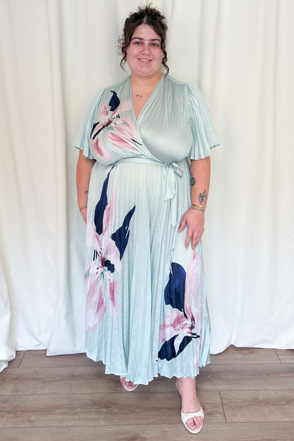 Pleated Floral Fit & Flare Dress (S-XXL)