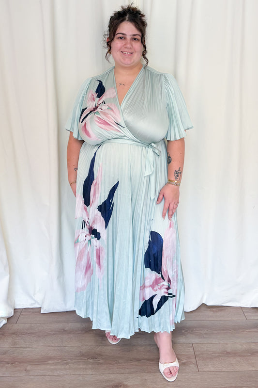 Pleated Floral Fit & Flare Dress (S-XXL)