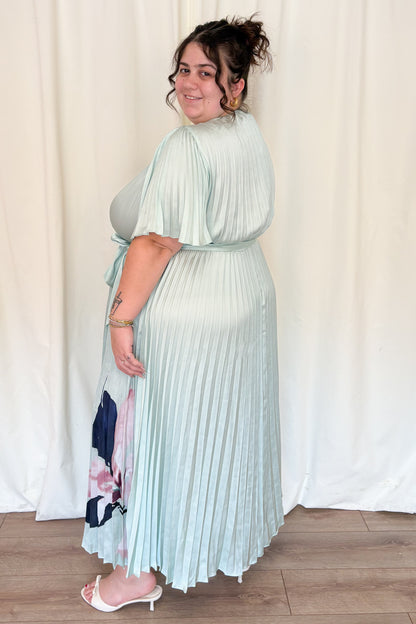 Pleated Floral Fit & Flare Dress (S-XXL)