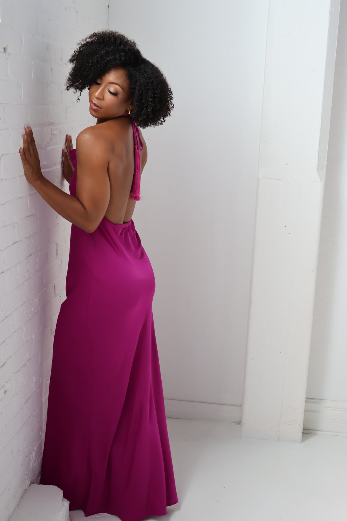 Magenta Halter Maxi Dress