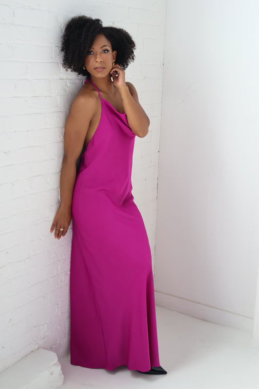 Magenta Halter Maxi Dress