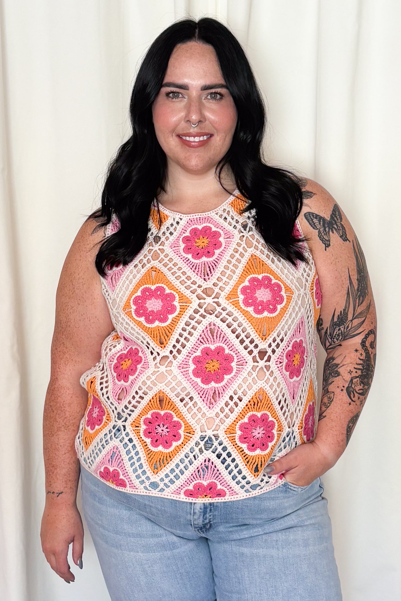 Floral Crochet Tank (S-XXL)