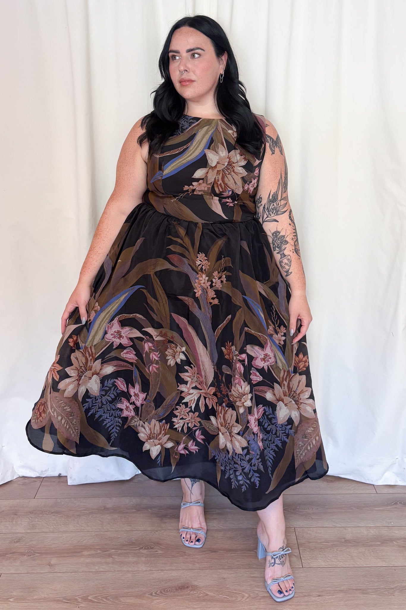 CURVE Floral Fit & Flare Midi Dress