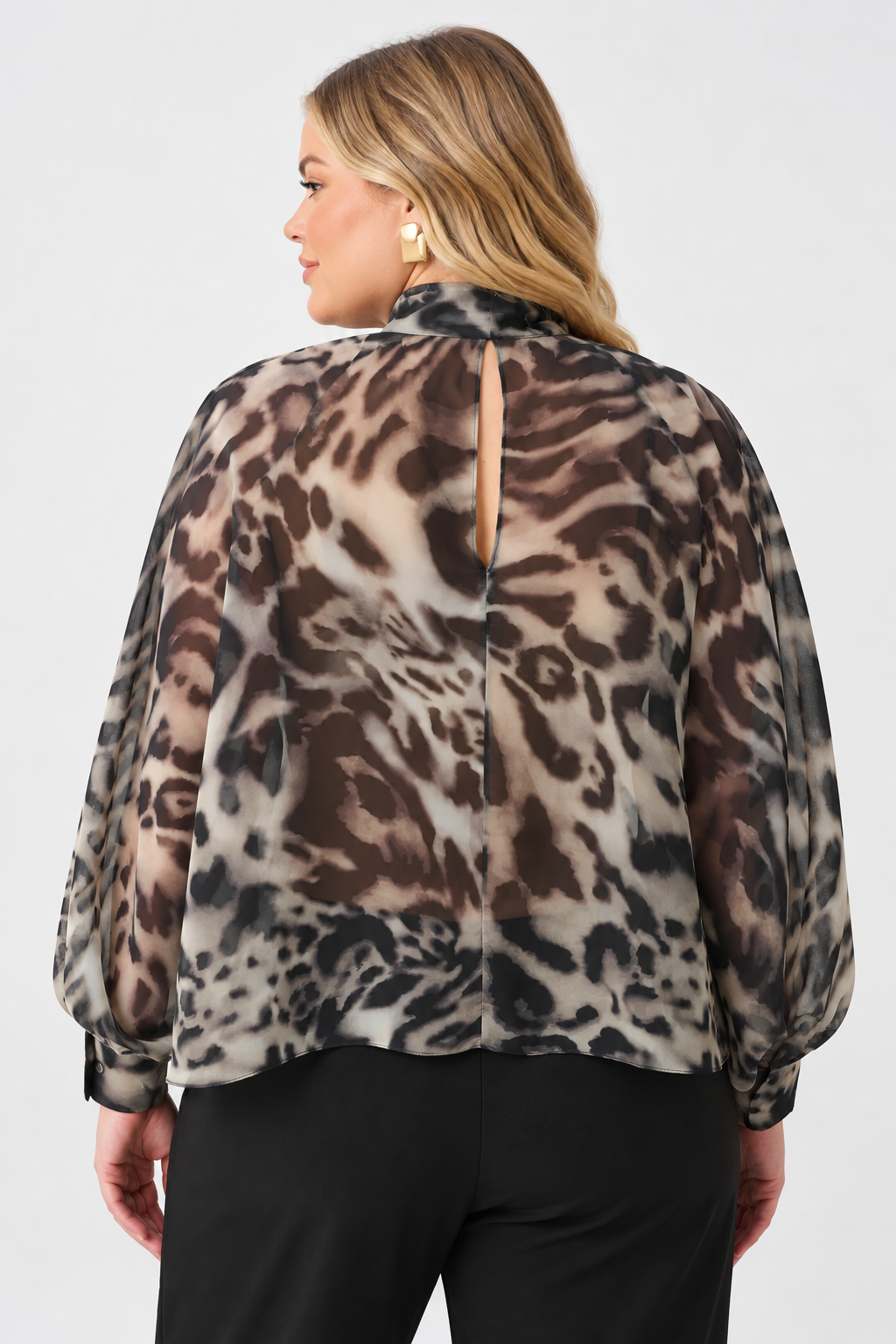 CURVE Animal Print Chiffon Blouse