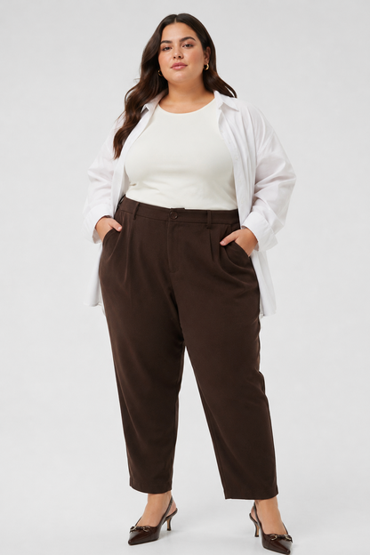 PLUS SIZE BROWN DRESS PANT