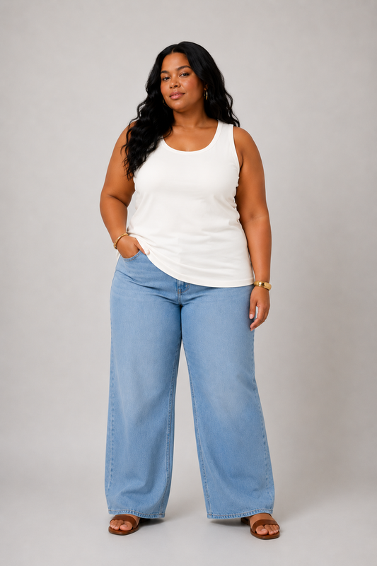 Kaffe Curve Carina Tank- Chalk 