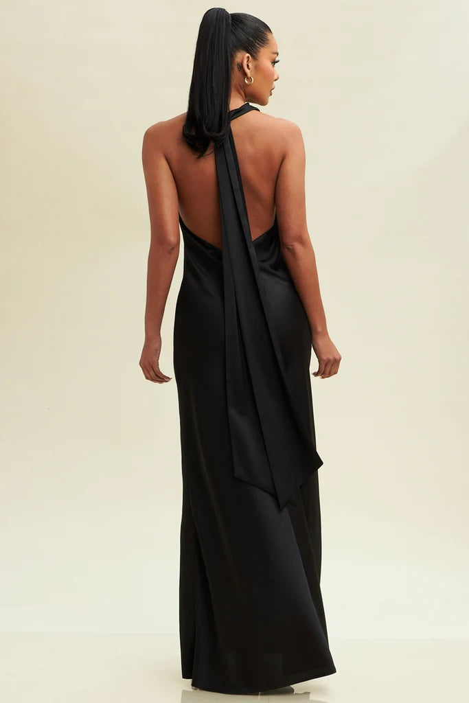 Satin Halter Maxi Dress