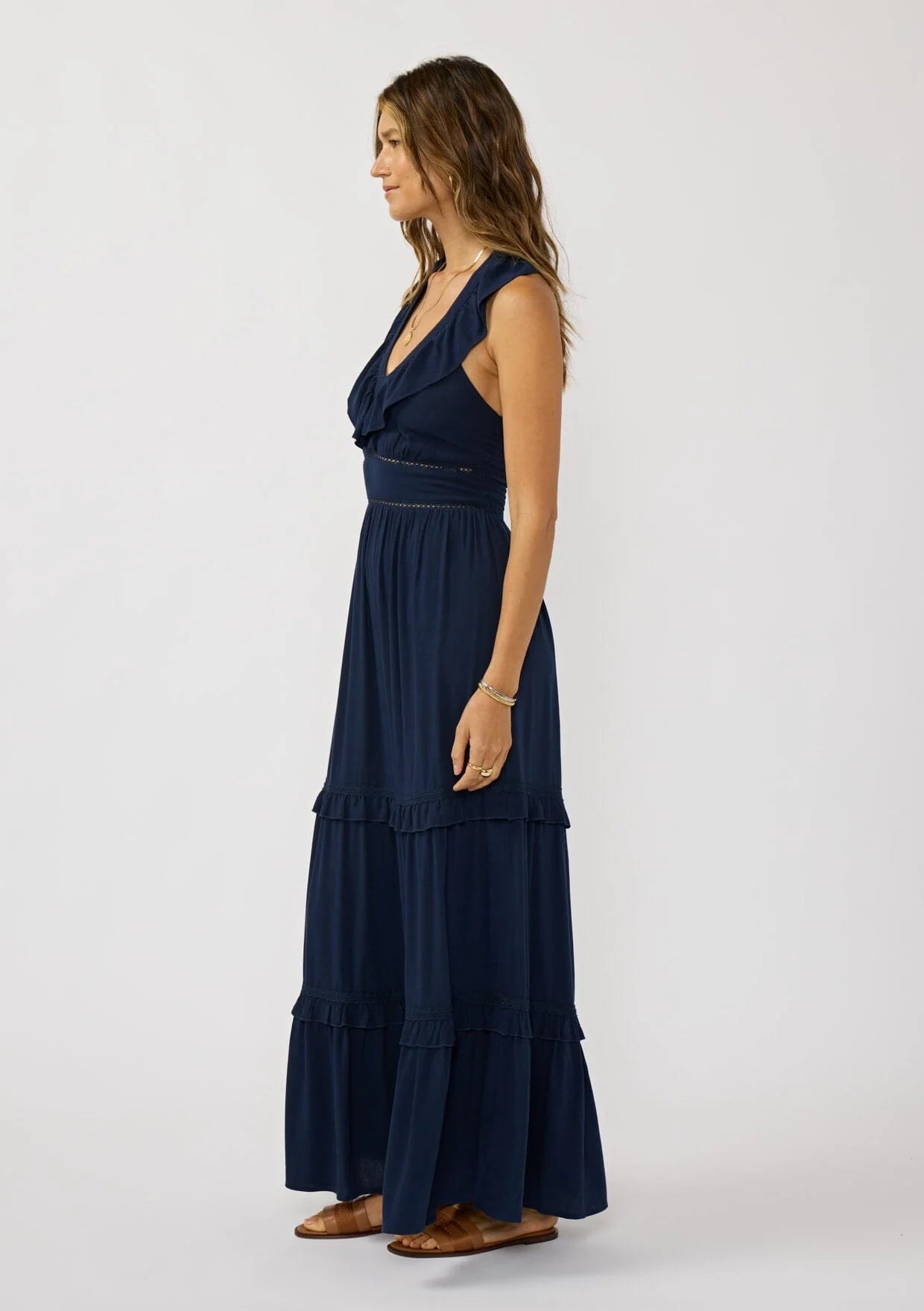 Navy Gauze Maxi Dress