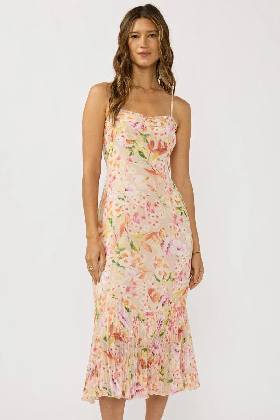 Floral Pleated Midi Dress