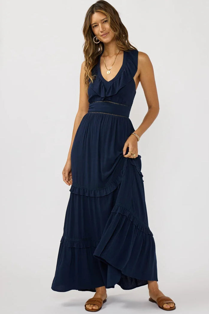 Navy Gauze Maxi Dress