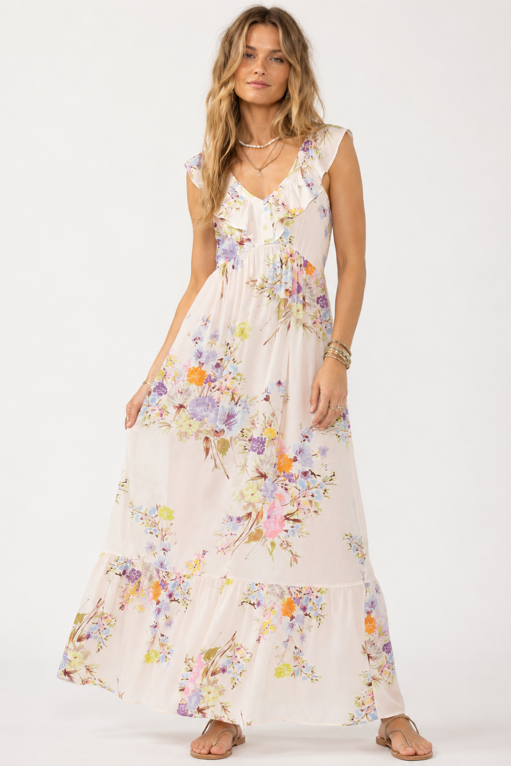 Floral V-neck Maxi Dress