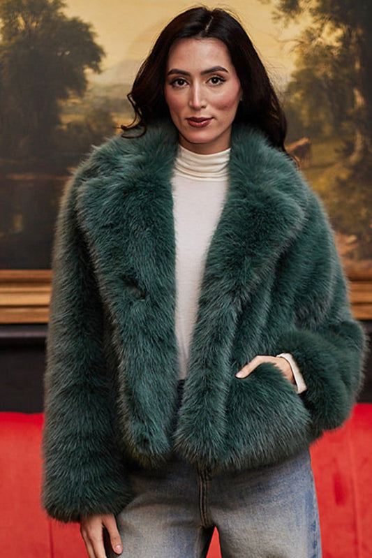 Green Faux Fur Coat