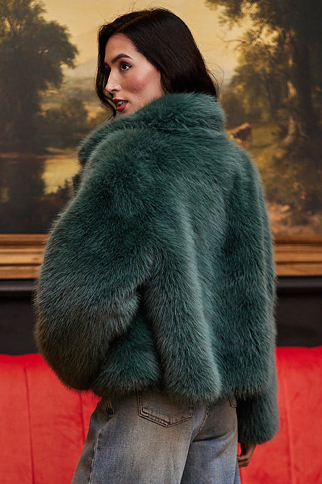 Green Faux Fur Coat